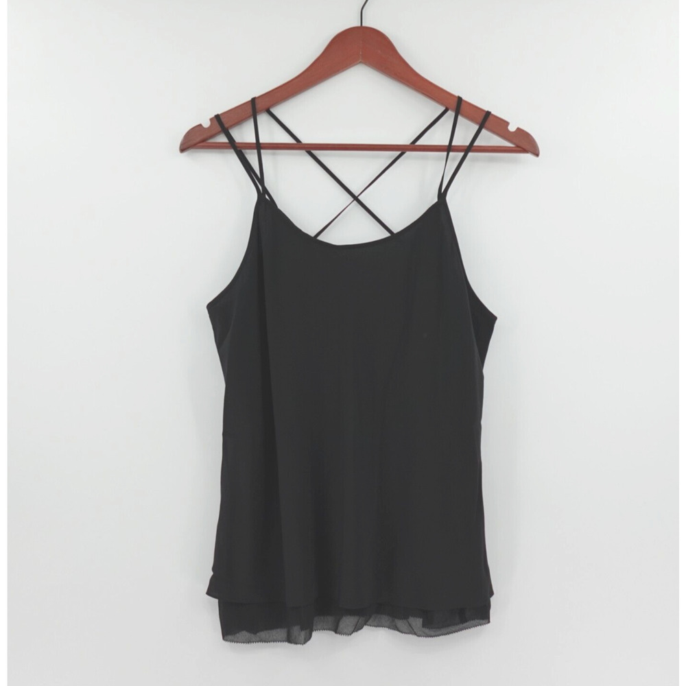Olivia Palermo x Chelsea28 Strappy Top‎ Womens Medium Black Silk Minimalist